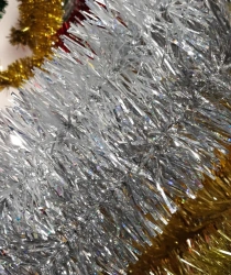 6-Layer Tinsel Garland, 2M Length, 7CM Diameter, Silver