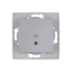 CADUCEUS ALING PRESTIGE Hidden Installation Light Button Switch with Indicator 10A, 250V, Silver, Art. 6009I.S