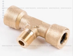 Brass T-Fitting for 6mm Polyamide Tubing with 1/8'' External Thread 467.T.6-K1/8-6.44.B
