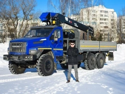 Multi-functional truck with hydraulic crane KMA based on Ural 4320 U0K01N-4L150