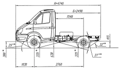 2-Axle Chassis for All-Wheel Drive Truck, Modification 23107 with Gasoline Engine