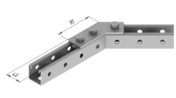 45-Degree Angle Plate SMA 617 with 3 Holes, 40x95 mm, 5 mm Thick Stainless Steel