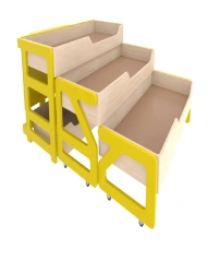 Three-tier roll-out children's bed 1400 / yellow