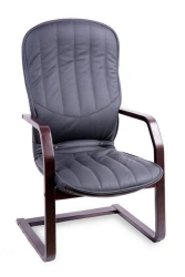 Non-Rotating Diplomat Extra Conference Chair with Wooden Base