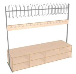 Clothing Rack Section with Hooks and Shoe Shelves, Art. U.10.04