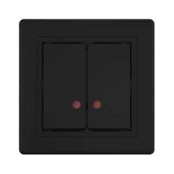 Caduceus Aling Prestige Dual Switch with Indicator 10AX, 250V - Black (Soft Touch) Model 626.E