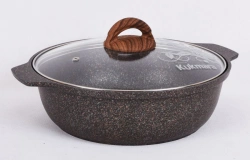 3L Aluminum Cast Frying Pan with Non-Stick Coating by Kukmara, Glass Lid, Granit Ultra Line