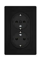 CADUCEUS ALING PRESTIGE Double Socket with Grounding, 16A, 250V, Black