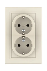 CADUCEUS ALING PRESTIGE Double Socket with Grounding, Beige, 16A, 250V