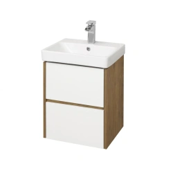 Aquaton Scandi 45 Sink Cabinet - Rustic Oak and White Finish