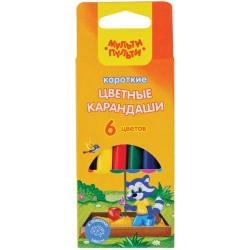 Multi-Pulti Colored Pencils "Raccoon's Adventures", 6 Colors, Short, Pre-sharpened, Cardboard, Euro Hanger