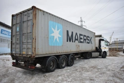 Special Container Truck with Crane Manipulator, model GIRD 5849AC on Ural 7470-01 chassis