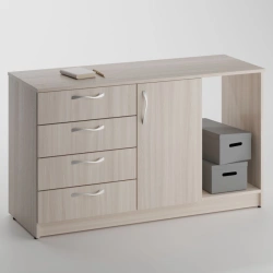 Office Desk Side Cabinet with 1 Door and 4 Drawers