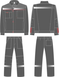 Premium Favorit-1 Suit with Pants, Dark Gray/Gray/Red, Art. 87491539