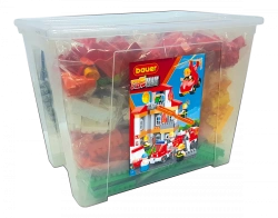Bauer "Firefighters" Building Set - 70L Container, 8 Instructions, Themed Stickers
