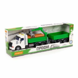 Inertia Green Truck with Crane and Trailer - Realistic Toy Vehicle for Kids" 96166