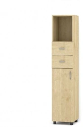 Wooden Utility Cabinet with Niche, Drawers, and Door