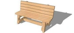 Wooden Bench with Backrest for Gardens and Changing Rooms