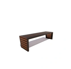 Alley Bench, Model 77172 - Durable Steel Frame with Wooden Seat