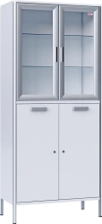 Two-Door Medical Storage Cabinet with Glass Shelves