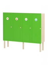 Green Locker for Changing Room with 4 Sections