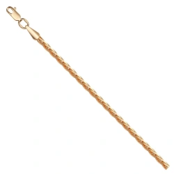 Triple Green Wheat Gold Bracelet 585 with Diamond Facet Nb17-244