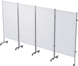 Medical Partition Screen on Wheels, Stainless Steel, Four-Section (MSK-45301M)