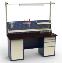 Metal Two-Drawer Workbench for Assembly and Repair Tasks