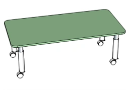 Adjustable or Non-Adjustable Two-Person Table with Wheels