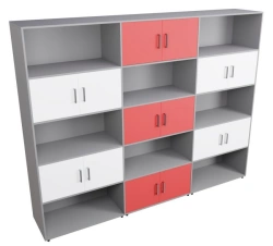 Multi-Section Built-In Closed Cabinet with Open Shelf, Art. 95736-001