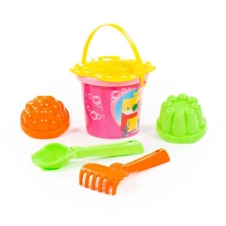 Small Bucket Set with Sticker, Flower Strainer, Scoop No. 2, Rake No. 2, 2 Molds - Set No. 229, Code 0528