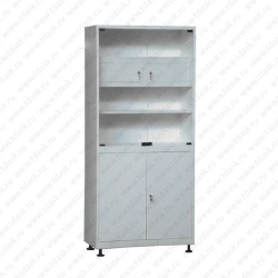 Metal Cabinet with Glass Doors and Lockable Sections, Model SMK.02.01