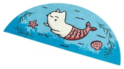 SHAHINTEX SILK PHOTOPRINT Rug "Fish-Cat" 62x31 cm (Semi-Circular)
