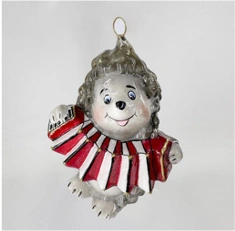 Handcrafted Glass Christmas Ornament "Hedgehog with Accordion