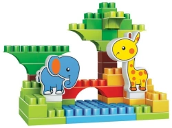 Educational Children's Building Toy - Bauer ZooBlox Set "Giraffe and Elephant" 33 Pieces, Art. 584
