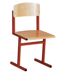 Student Chair with Wooden Seat and Backrest on Metal Frame (Square Tube)