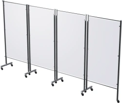 Stainless Steel Medical Screen on Wheels, 4-Section, Plastic - MCK-45303PM