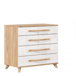Marta-2 Chest of Drawers (Golden Oak/White Gloss)