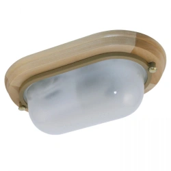 Therma 1401 Small Oval IP65 Light Fixture - Natural Linden Wood Body