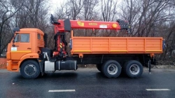 Dump Truck Body with Crane on KAMAZ 65115 Chassis, Model 4388D3-10