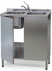 Double Bowl Sink Cabinet in Stainless Steel AISI 304 – KSm/nzh 3-02 m-10/s