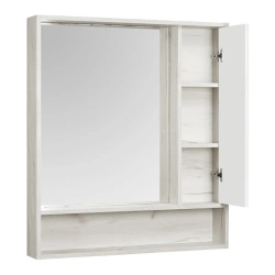 Modern 80 cm White Mirror Cabinet Aquaton Fly with Craft Oak Finish 1A237702FAX101