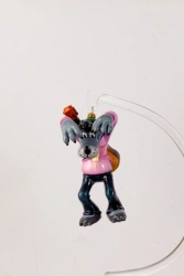 Handcrafted Glass Christmas Ornament "Wolf with Guitar