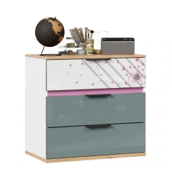 Urban LD.528160.000 Chest of Drawers (Golden Oak/White/Twilight Blue, Version 3)