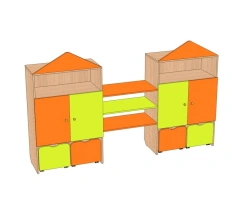 Toy Storage Wall "House-2" with Drawers for Kids SI-D2.VY