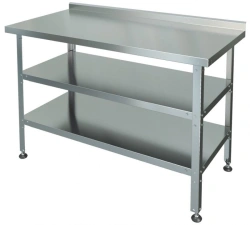 Stainless Steel Food Processing Table with Two Shelves SRP-1-0.6/1.5-2P