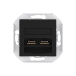 Caduceus Aling Prestige Dual Computer Socket with Keystone RJ45 Modules, Black