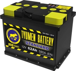 Starter Lead-Acid Battery TYUMEN BATTERY 6СТ-62L STANDARD