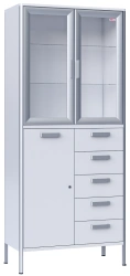 Medical Storage Cabinet with Glass Shelves for Drugs and Supplies