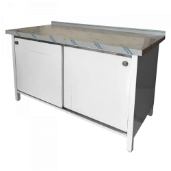 Food Preparation Table with Closed Storage for Clean Kitchen